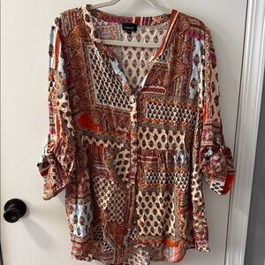 Jones New York Multicolor Patchwork Blouse